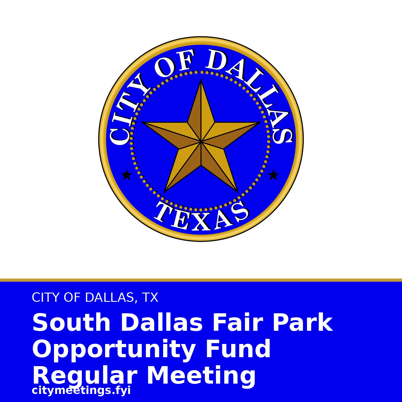 Dallas: South Dallas Fair Park Opportunity Fund Regular Meeting cover
