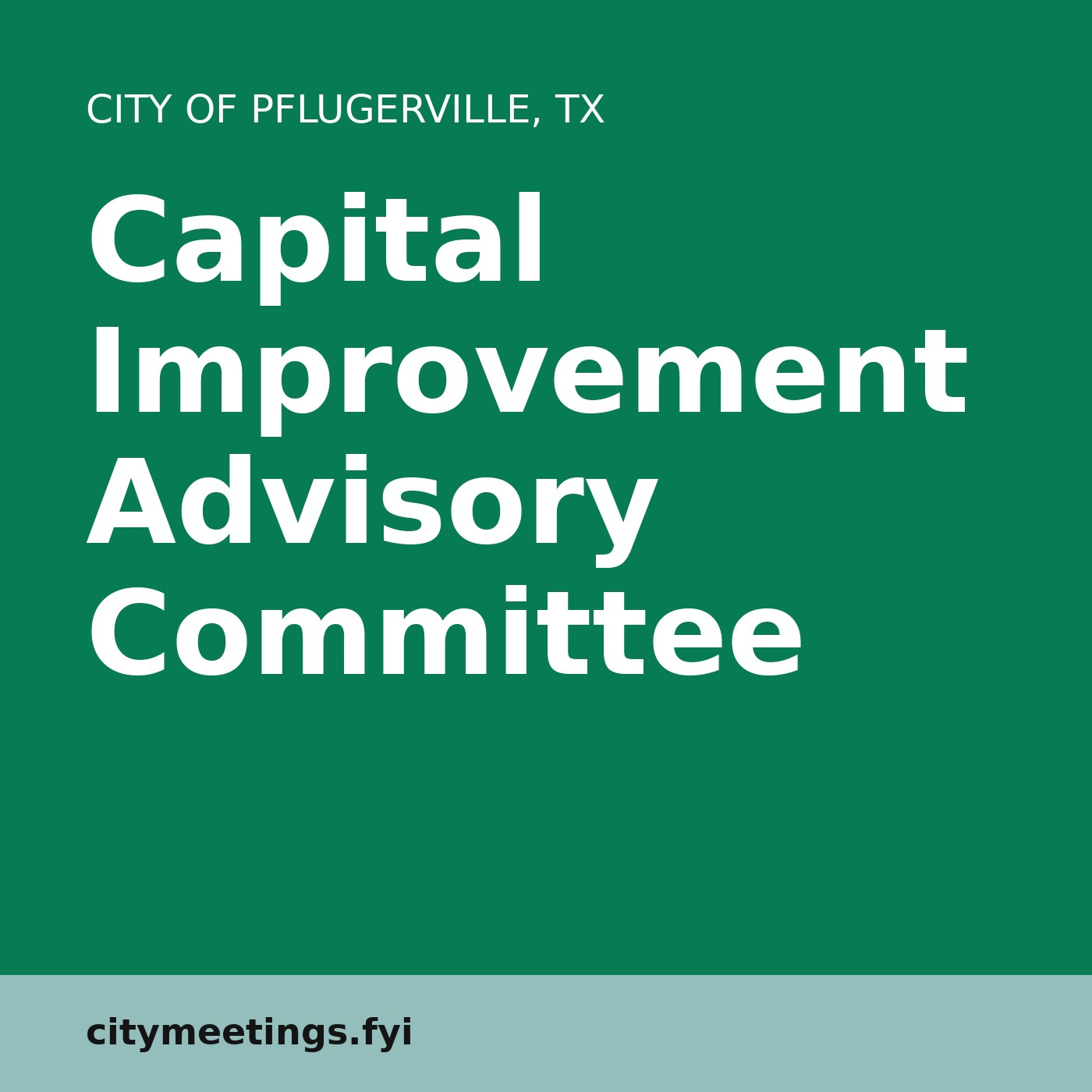 Pflugerville: Capital Improvement Advisory Committee cover