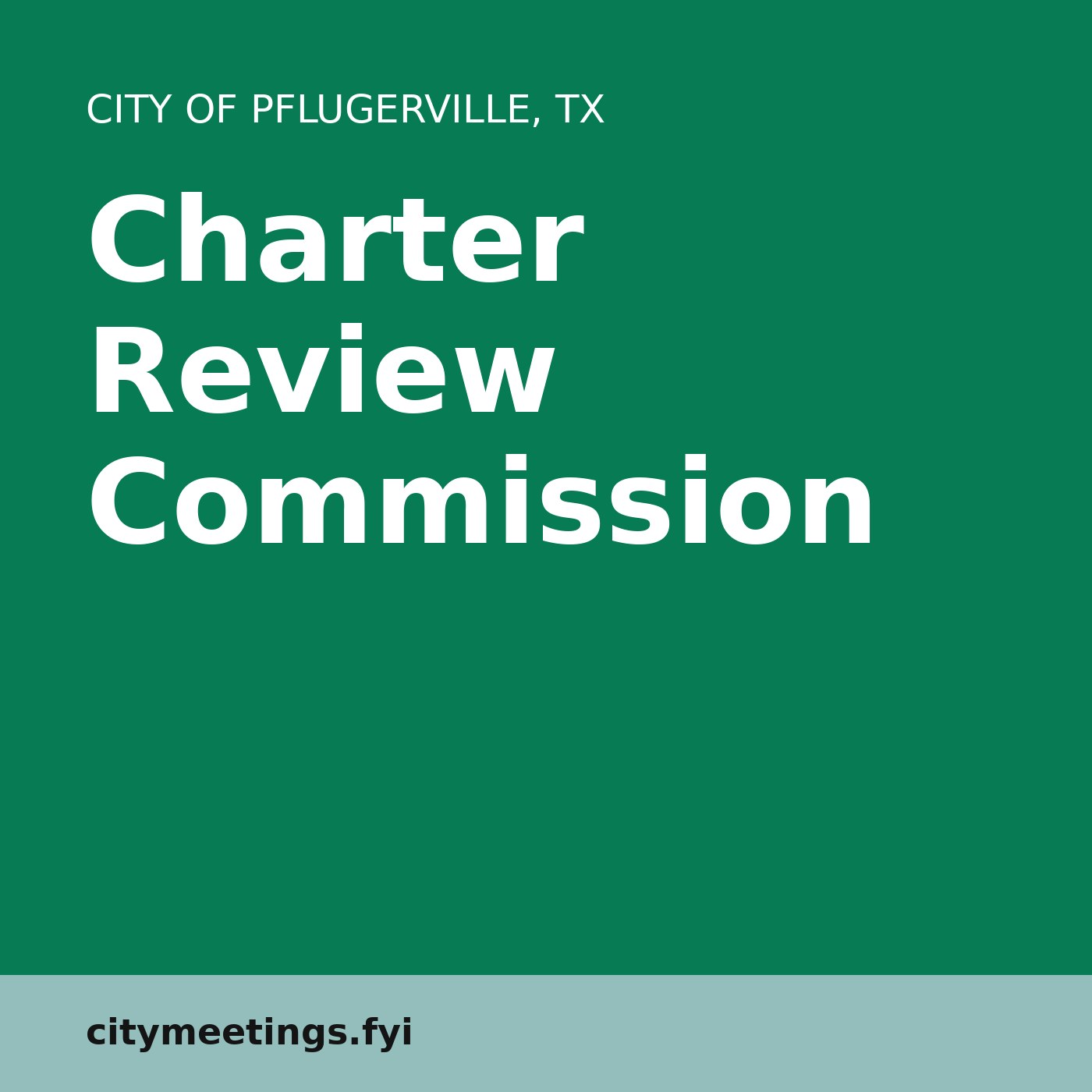 Pflugerville: Charter Review Commission cover