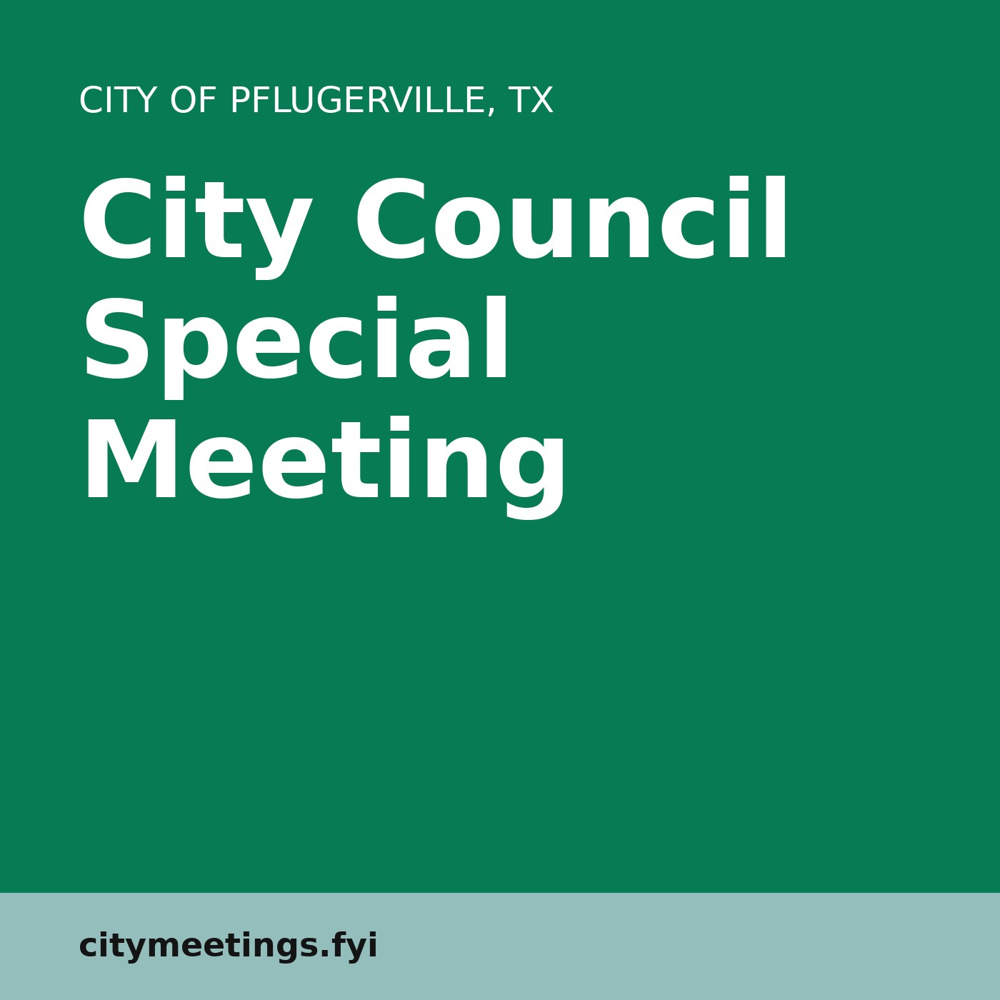 Pflugerville: City Council Special Meeting cover