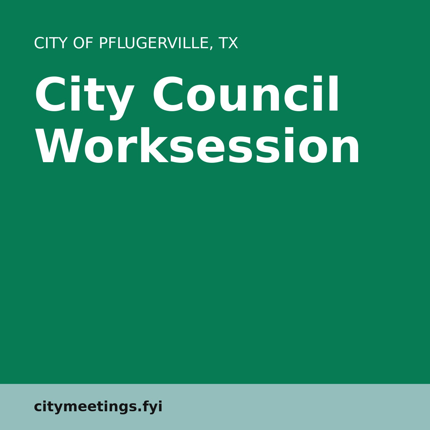 Pflugerville: City Council Worksession cover