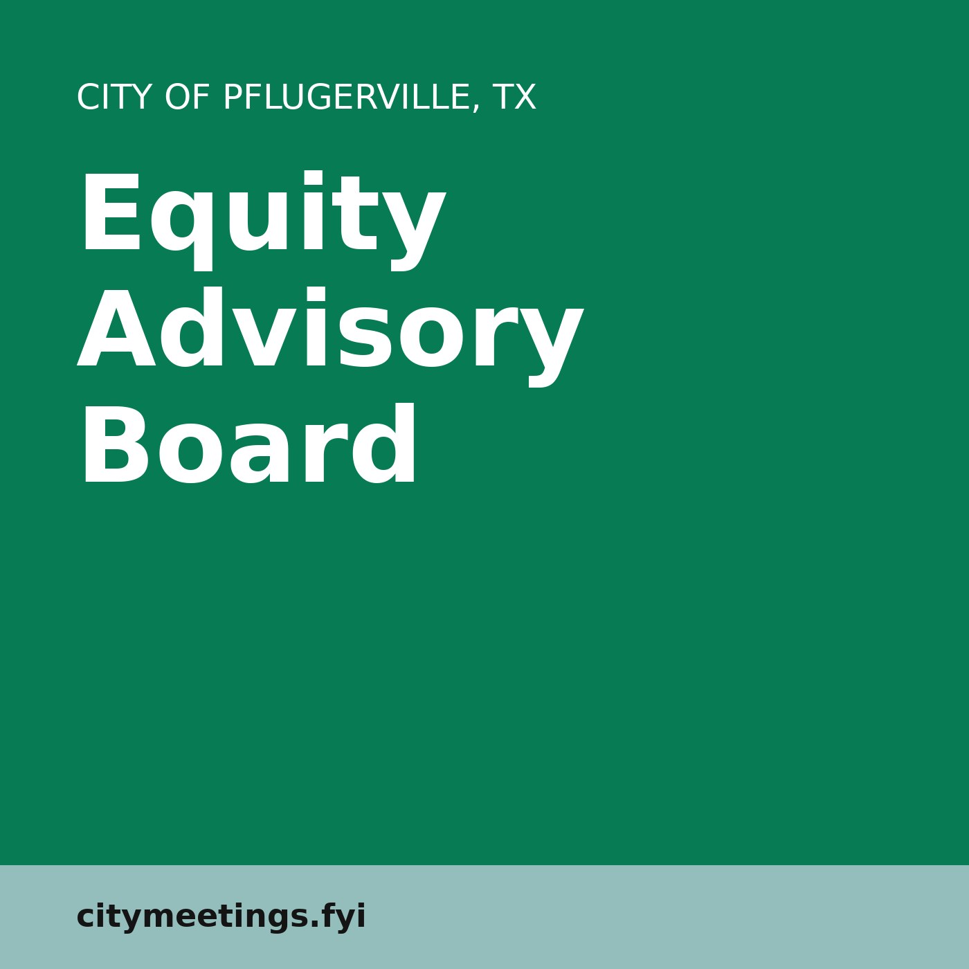 Pflugerville: Equity Advisory Board cover