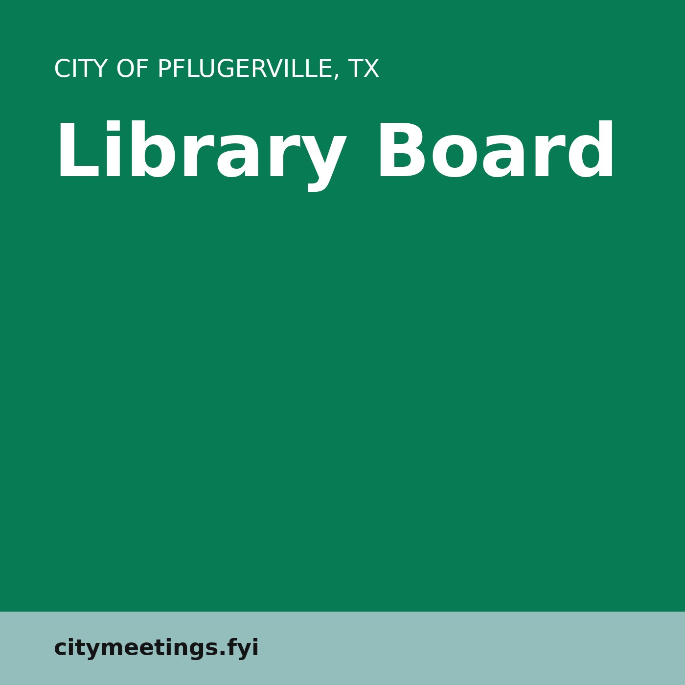 Pflugerville: Library Board cover