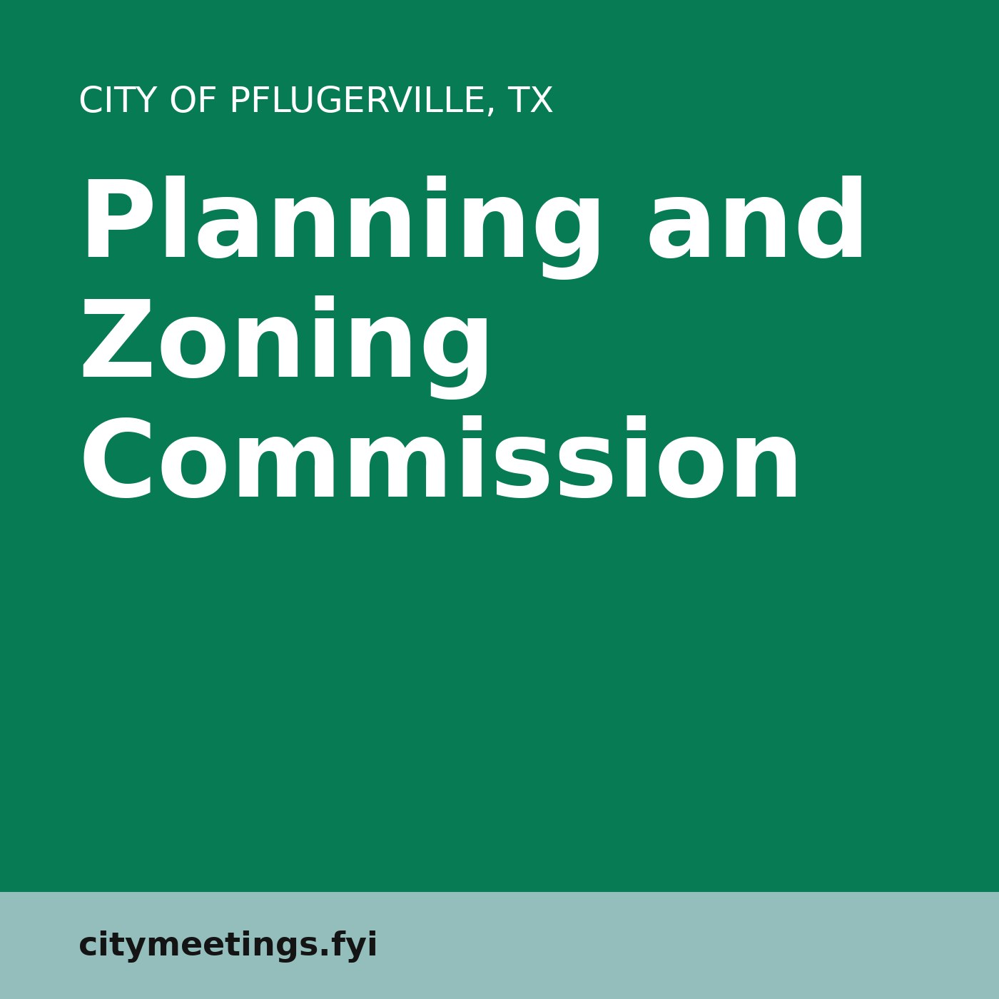 Pflugerville: Planning and Zoning Commission cover